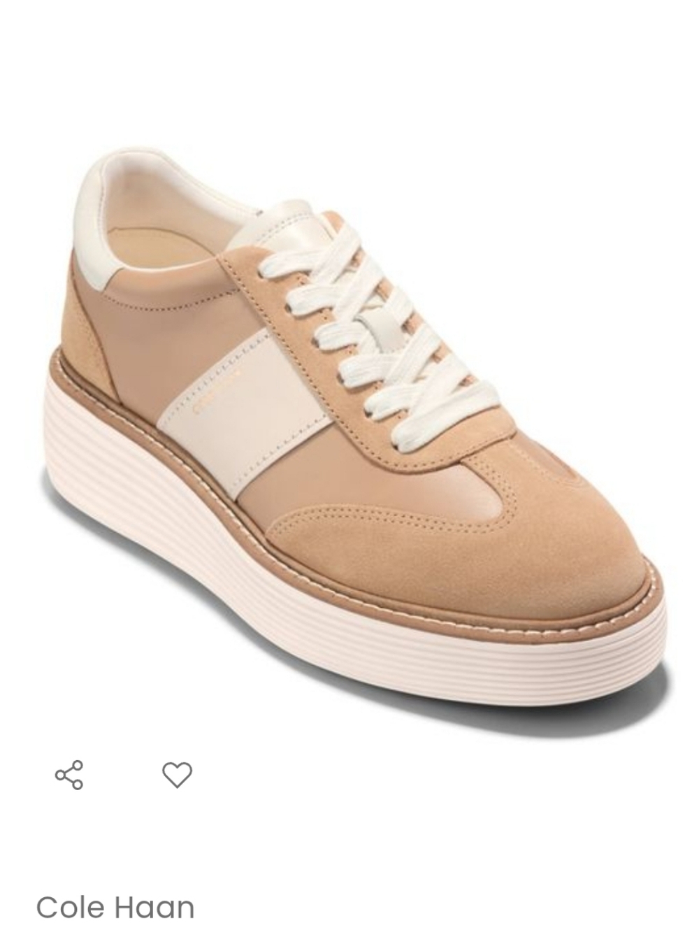 Cole Haan Tuscan Sand Platform Sneaker in Beige and White - Size 7.5B
